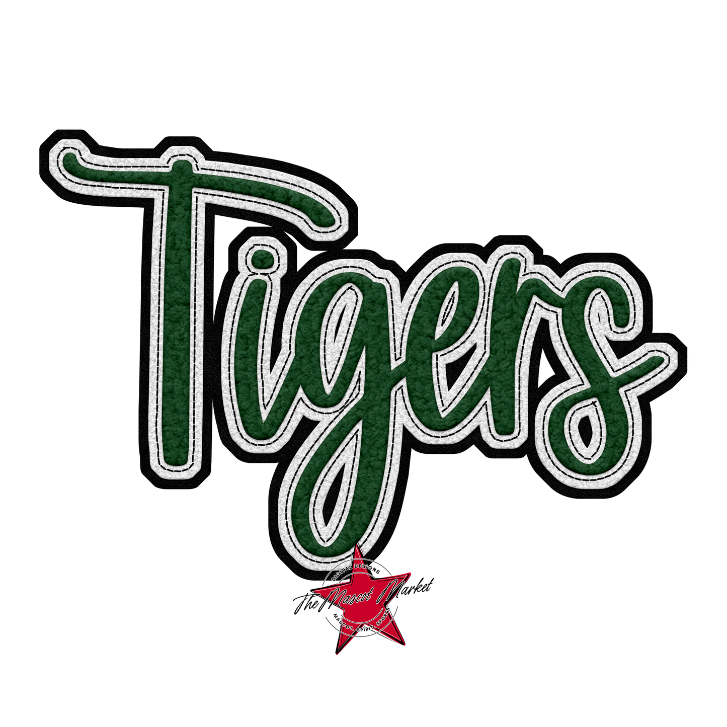 Tigers Faux Chenille Patch-Green