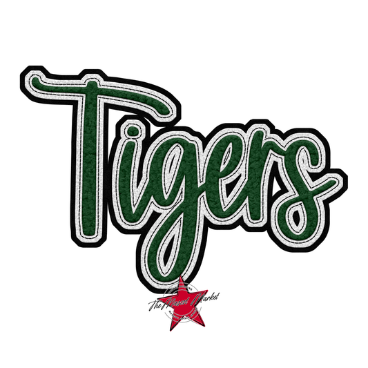Tigers Faux Chenille Patch-Green