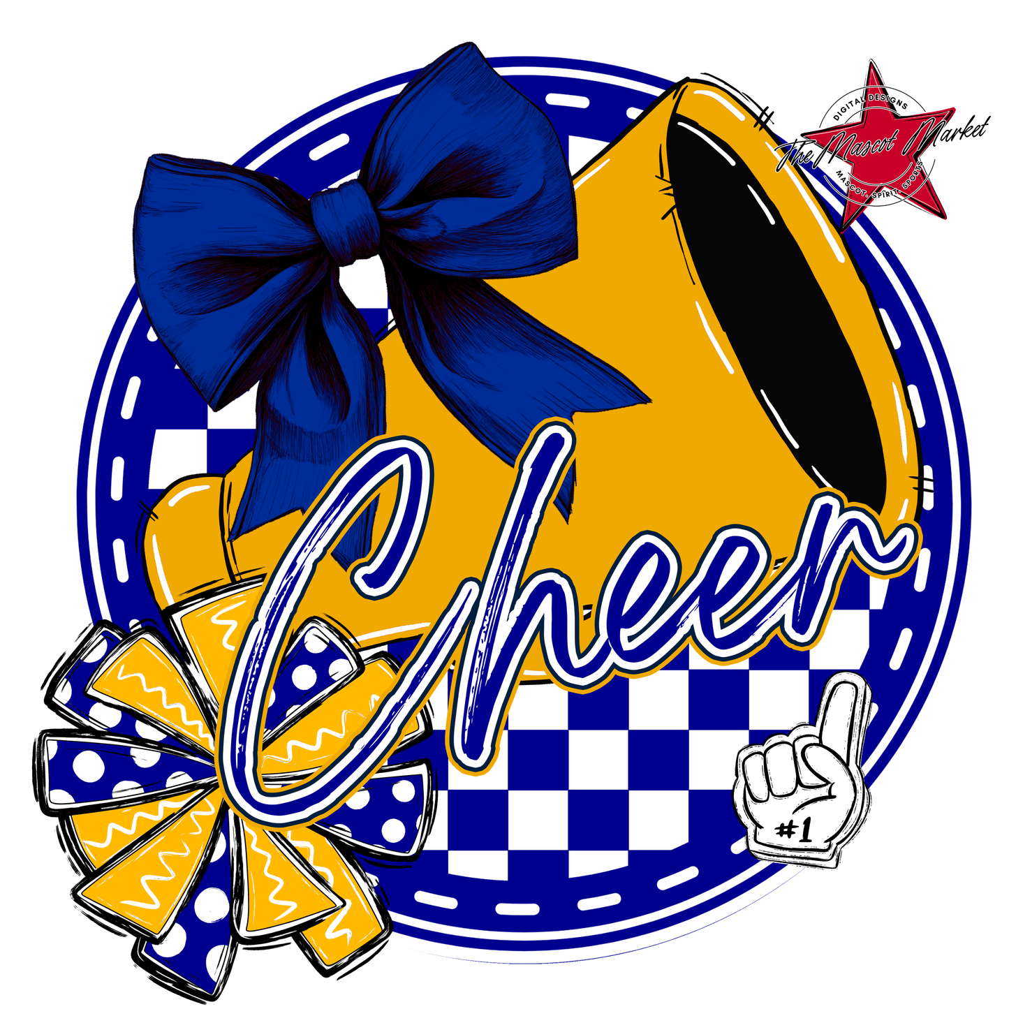 Cheer Circle Design-Blue-Yellow