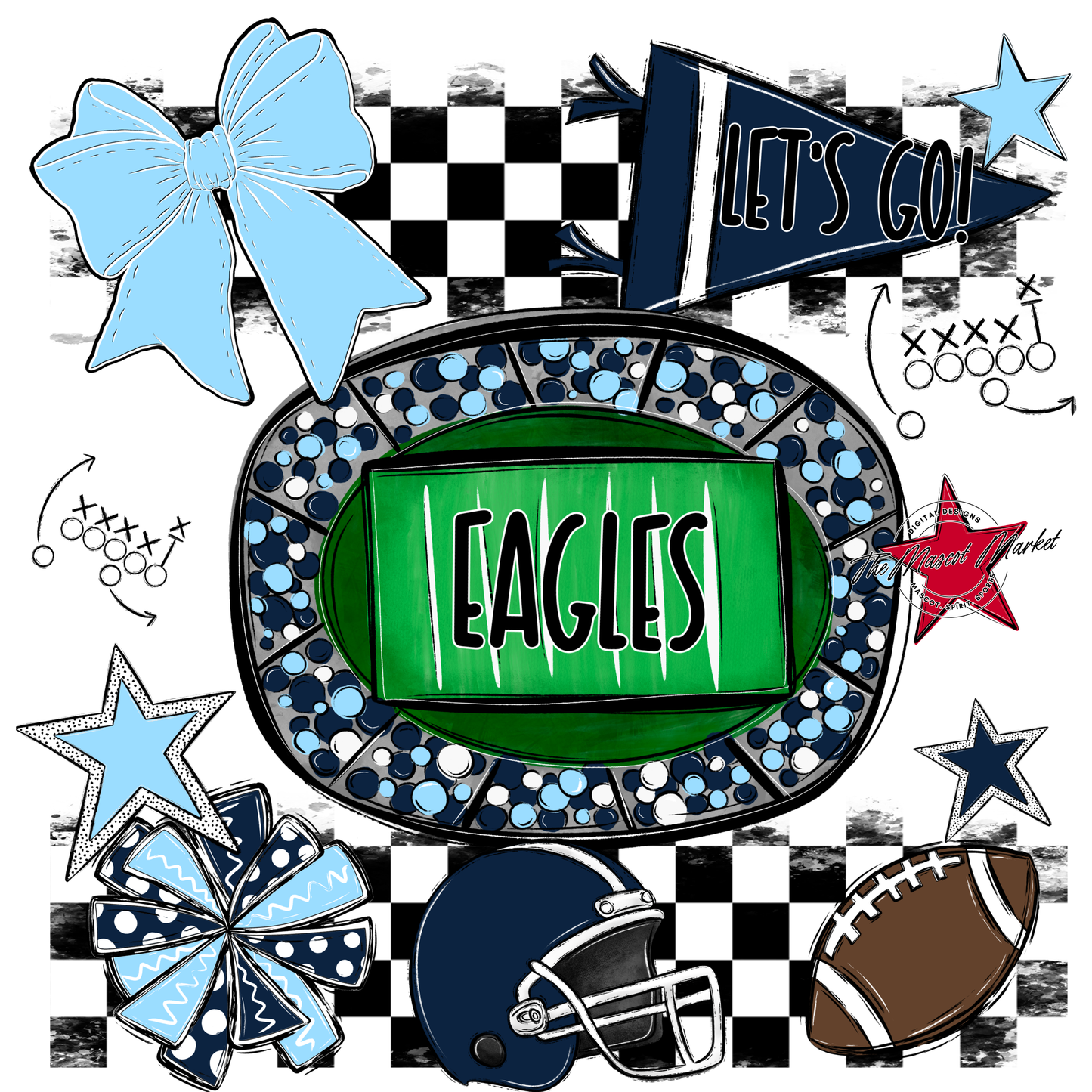 Eagles Checkers Spirit Design-Navy-Columbia Blue