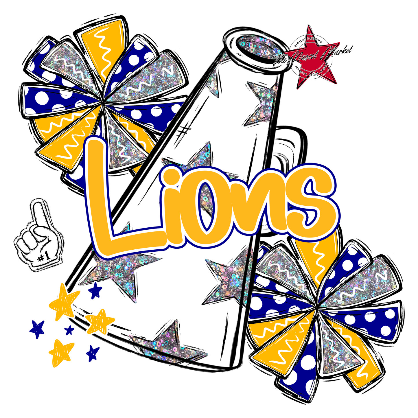 Lions Alpha Megaphone Design-Blue-Yellow