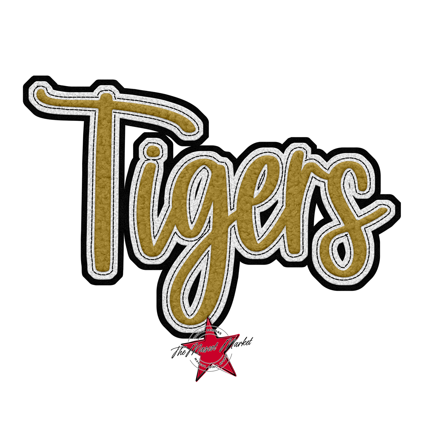 Tigers Faux Chenille Patch-Gold