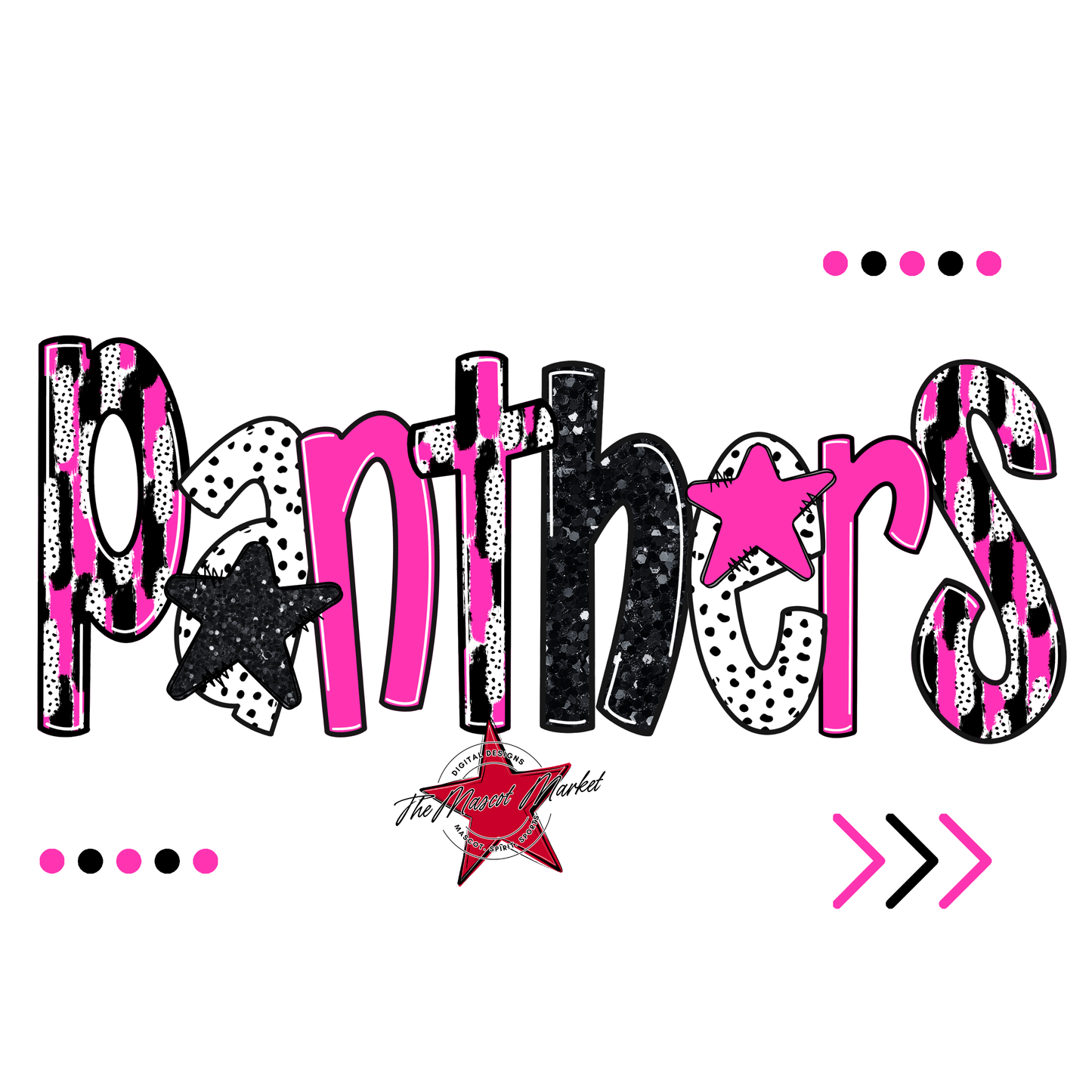 Panthers Brushstroke Alpha w Arrows-Pink