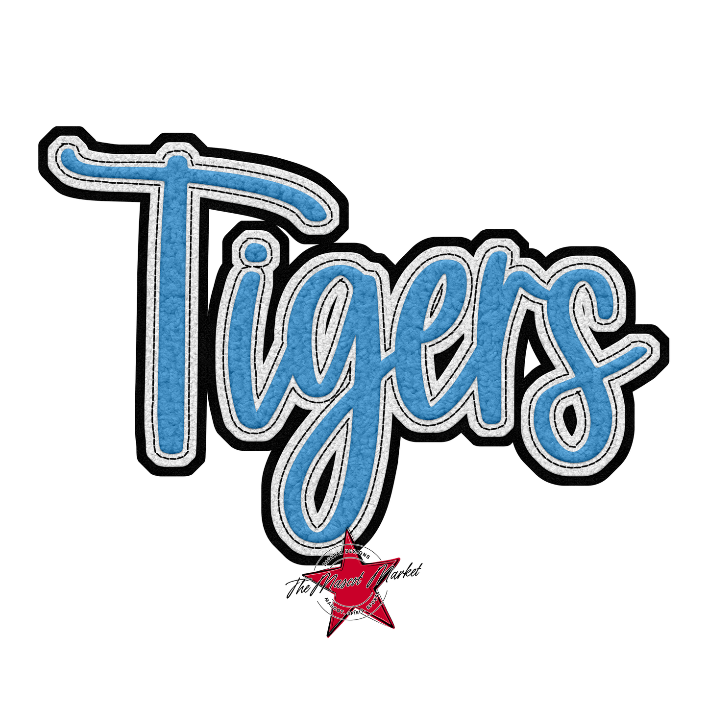 Tigers Faux Chenille Patch-Carolina Blue