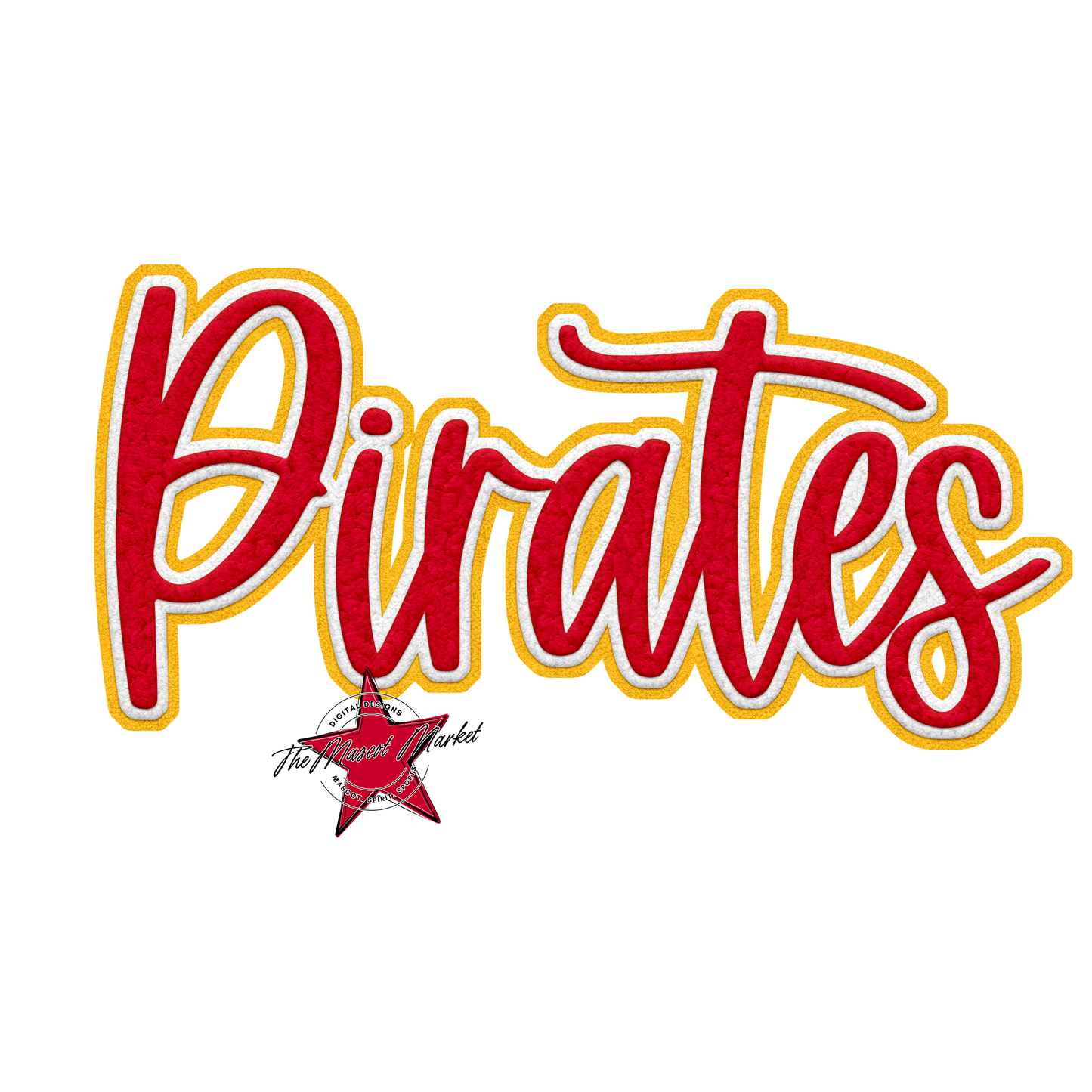 Pirates Faux Chenille Patch-Red-Gold