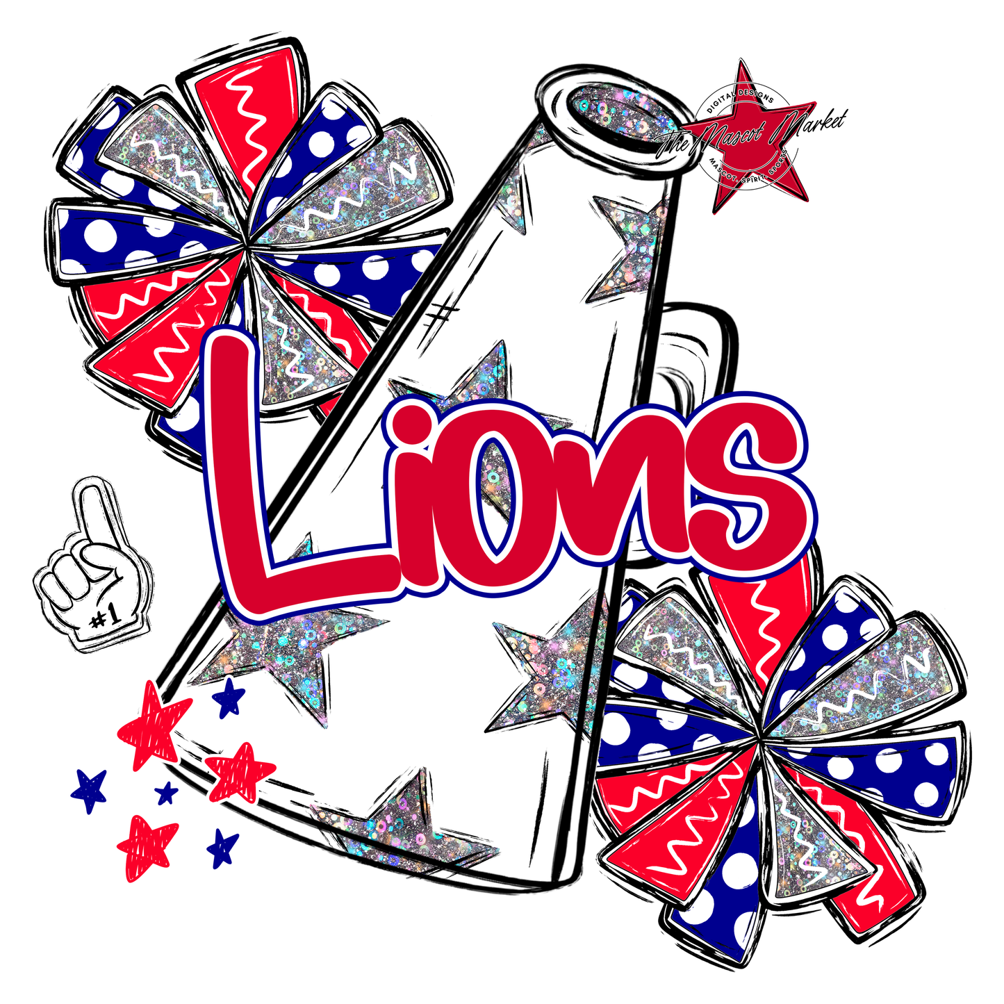 Lions Alpha Megaphone Design-Blue-Red