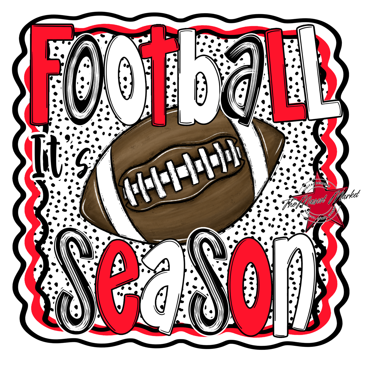 It's Football Season Dot Design-Bright Red