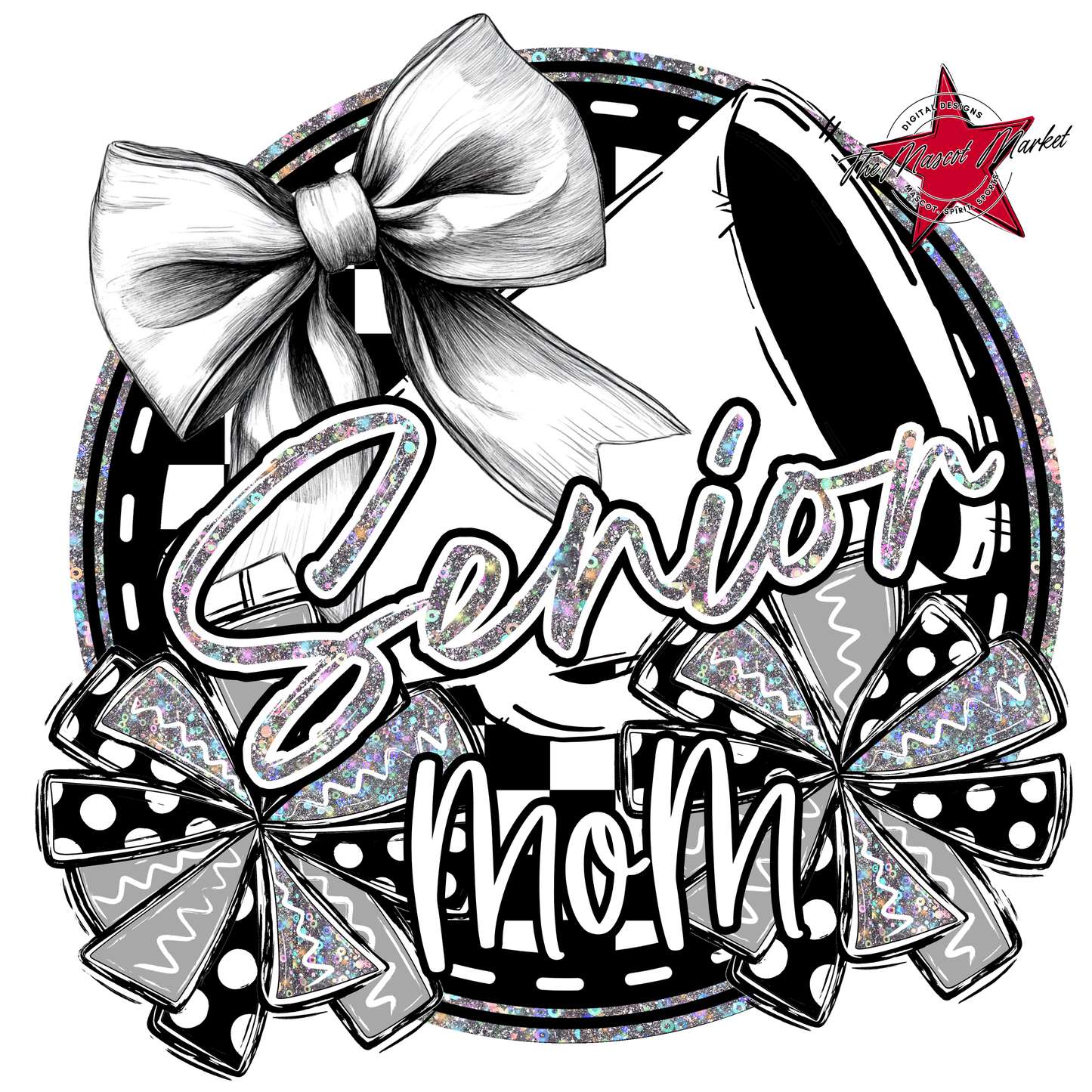 Senior Mom Cheer Circle Design-Silver