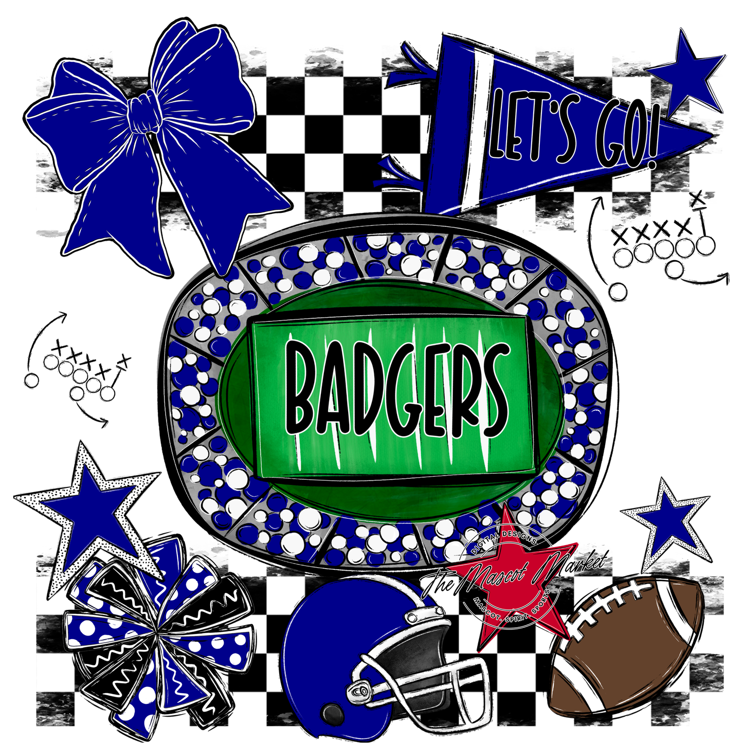 Badgers Checkers Spirit Design-Blue