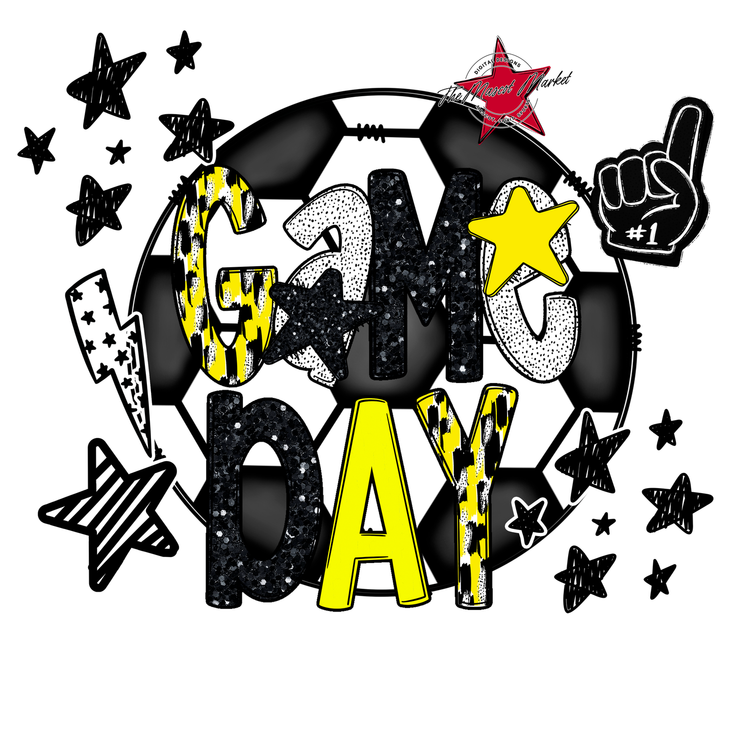 Game Day Scrape Soccer Design-Bright Yellow