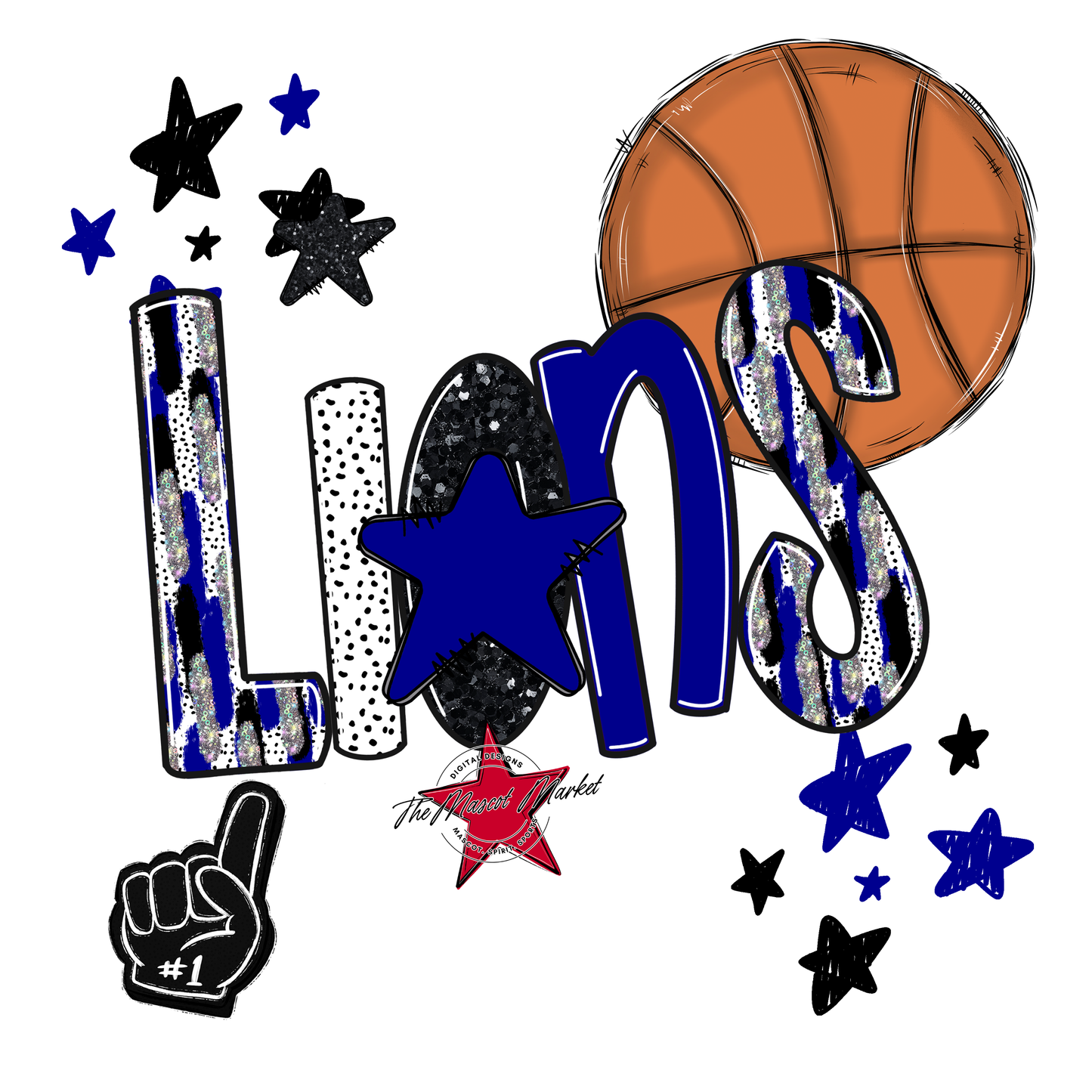 Lions Basketball Scrape-Blue