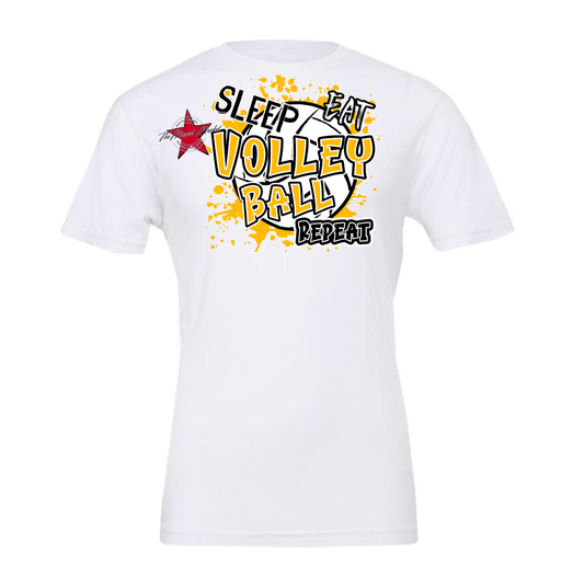 Eat Sleep Volleyball Repeat Design-Yellow
