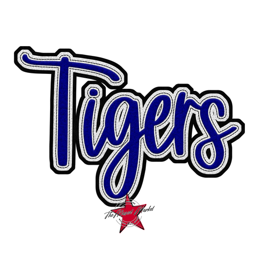 Tigers Faux Chenille Patch-Blue