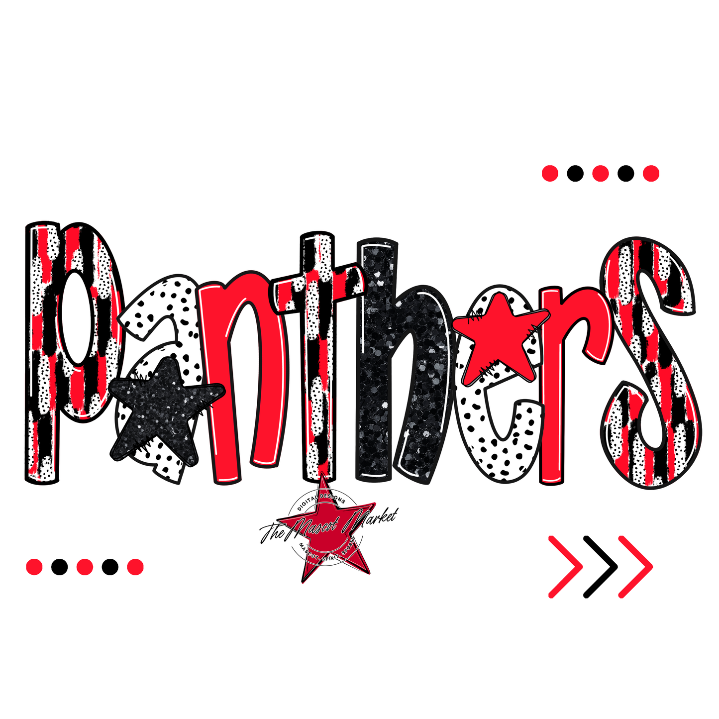 Panthers Brushstroke Alpha w Arrows-Red