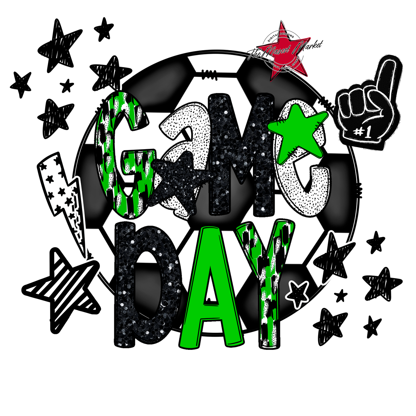 Game Day Scrape Soccer Design-Bright Green