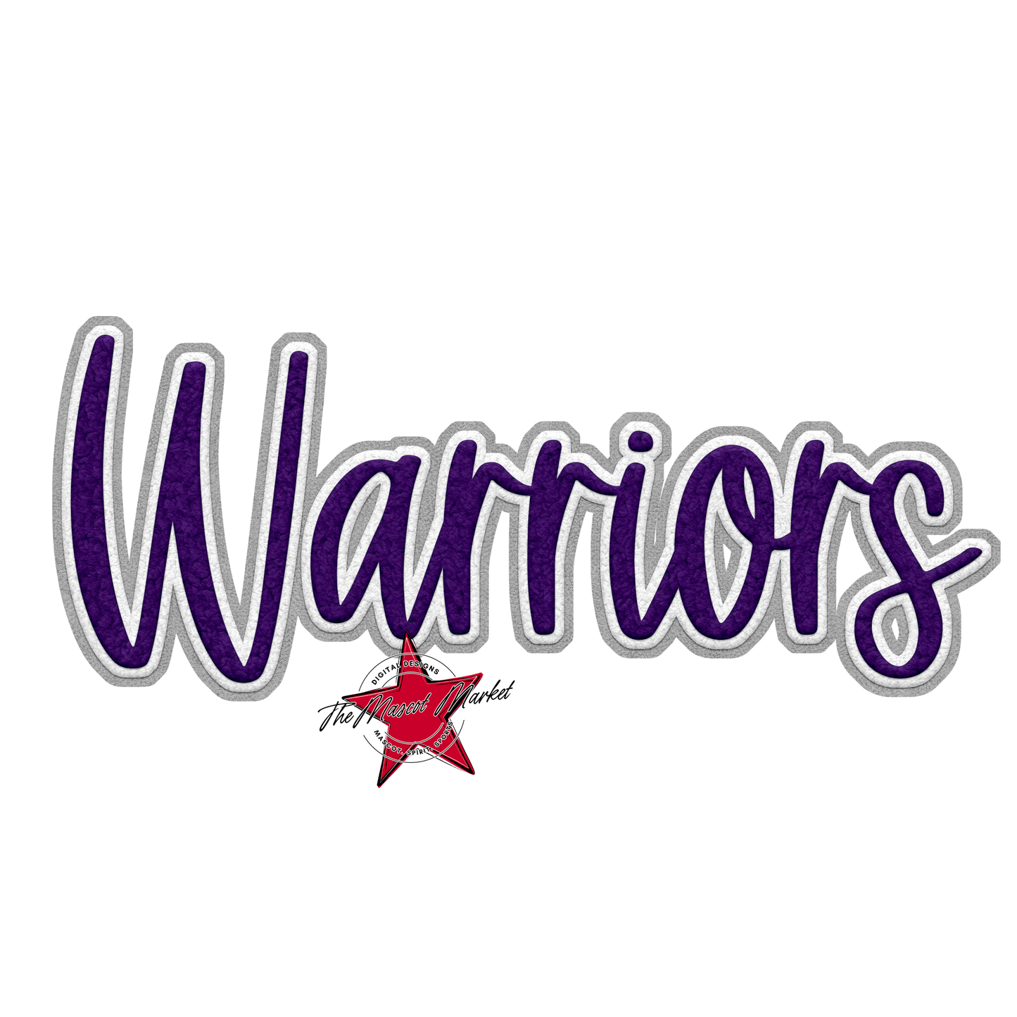 Warriors Faux Chenille Patch-Purple-Grey