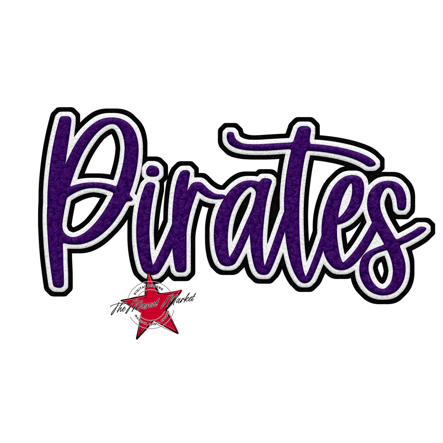 Pirates Faux Chenille Patch-Purple