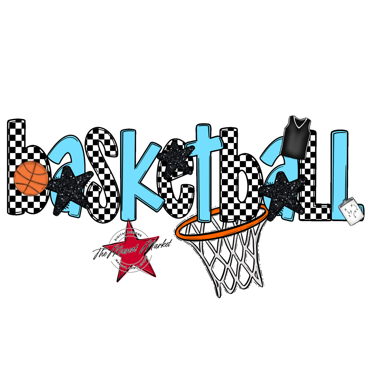 Basketball Checker Alpha-Columbia Blue