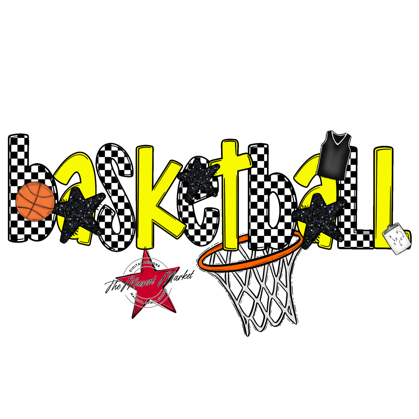 Basketball Checker Alpha-Bright Yellow