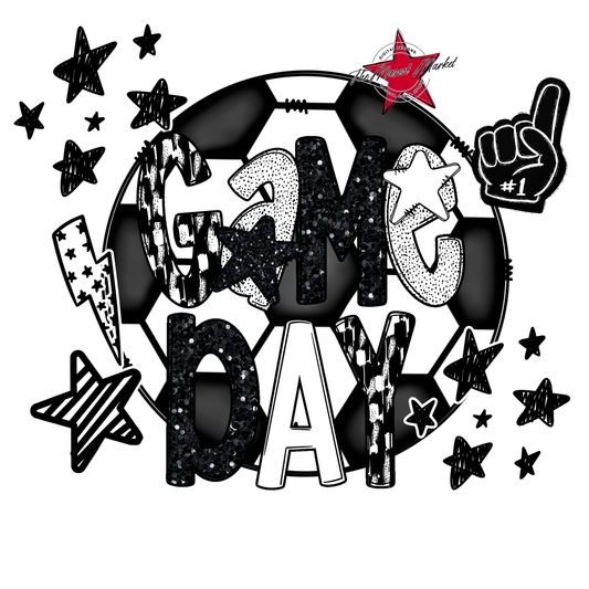 Game Day Scrape Soccer Design-Black & White