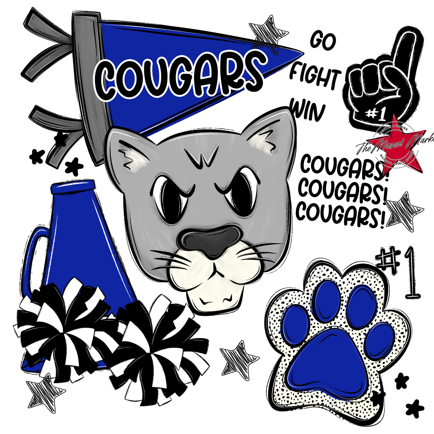 Cougars Spirit Design-Royal Blue