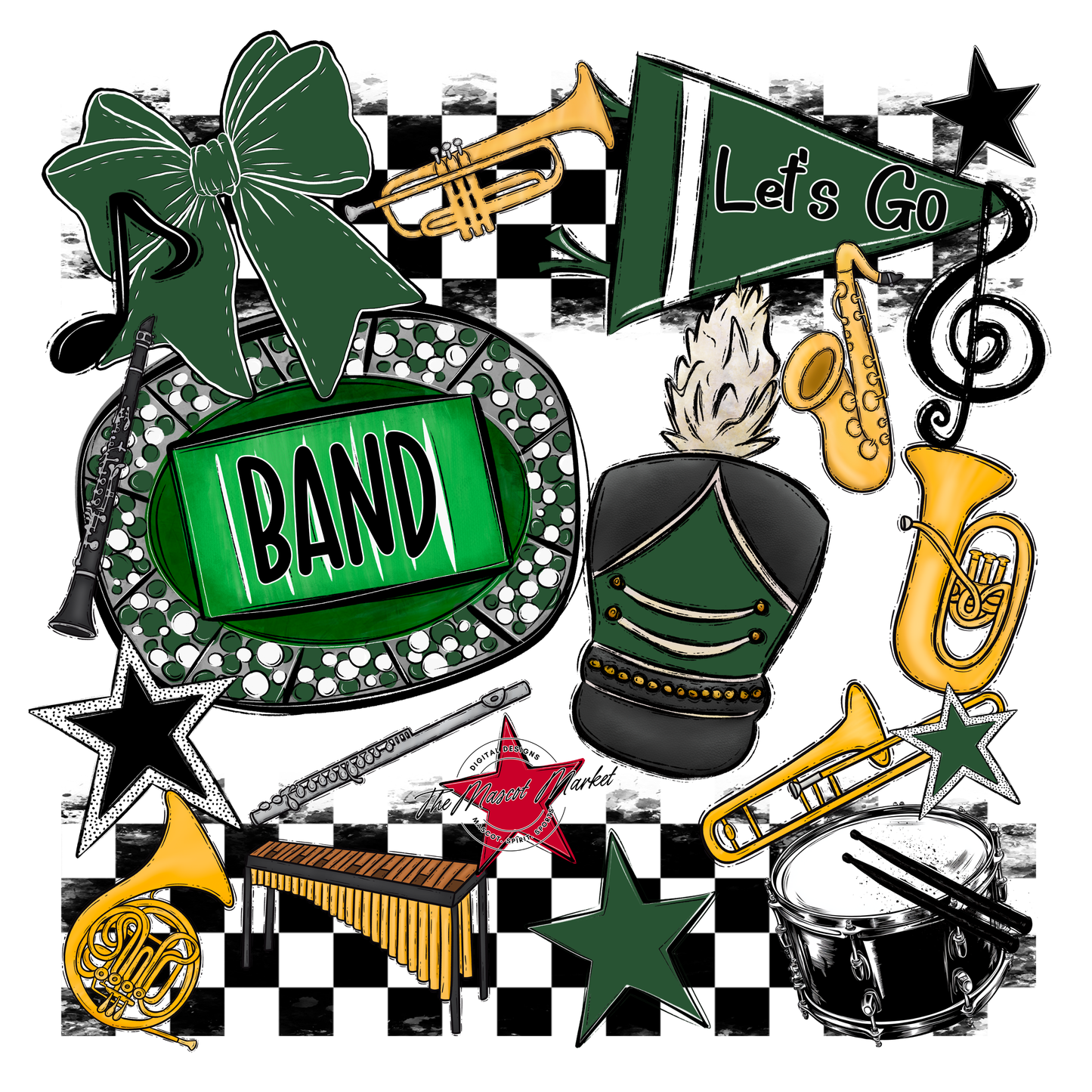 Band Checkers Spirit Design-Green