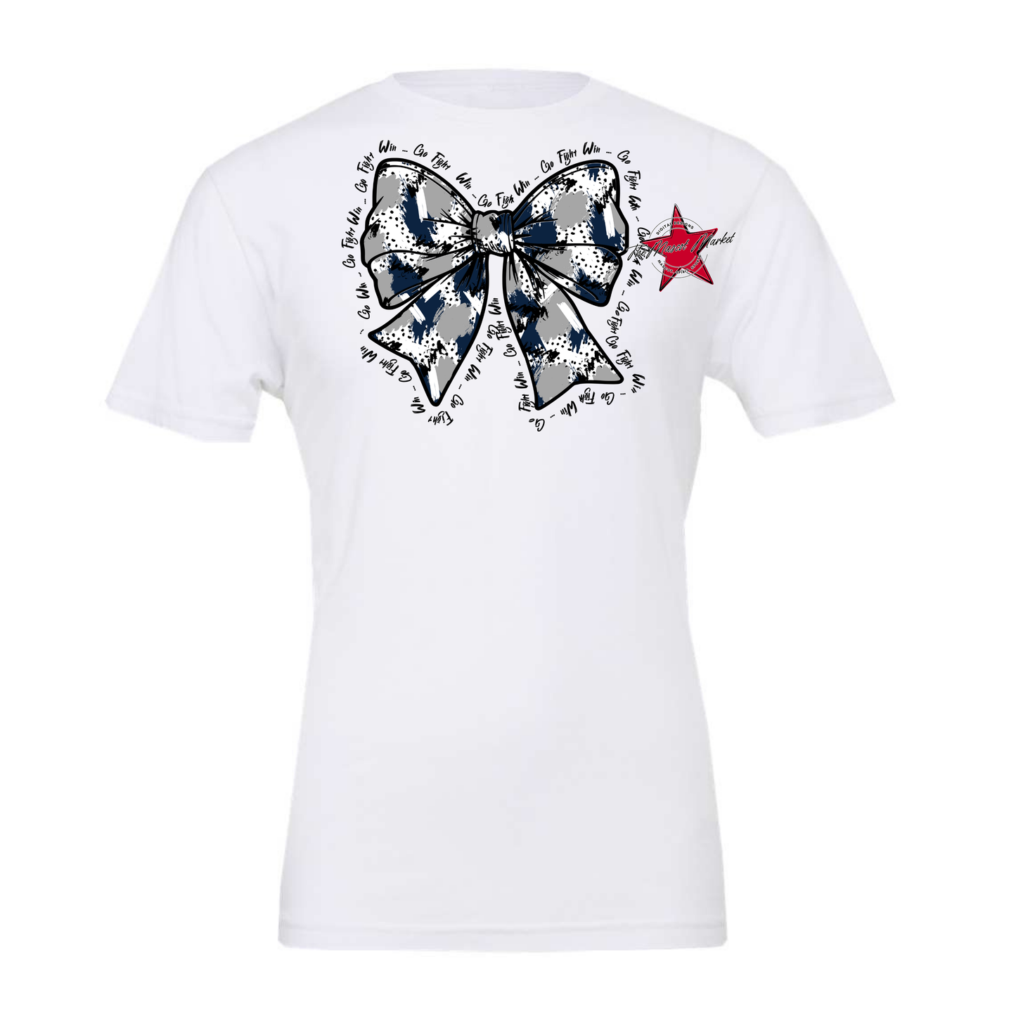 Go, Fight, Win, Splatter Bow Design-Navy-Grey