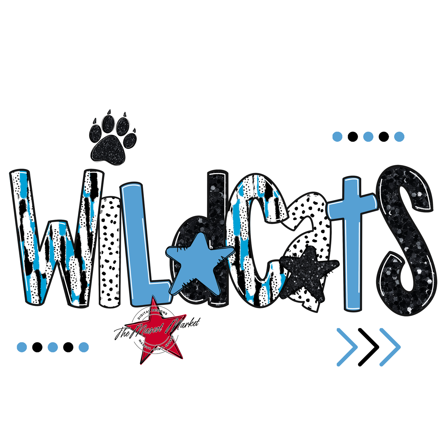 Wildcats Brushstroke Alpha w Arrows-Carolina Blue