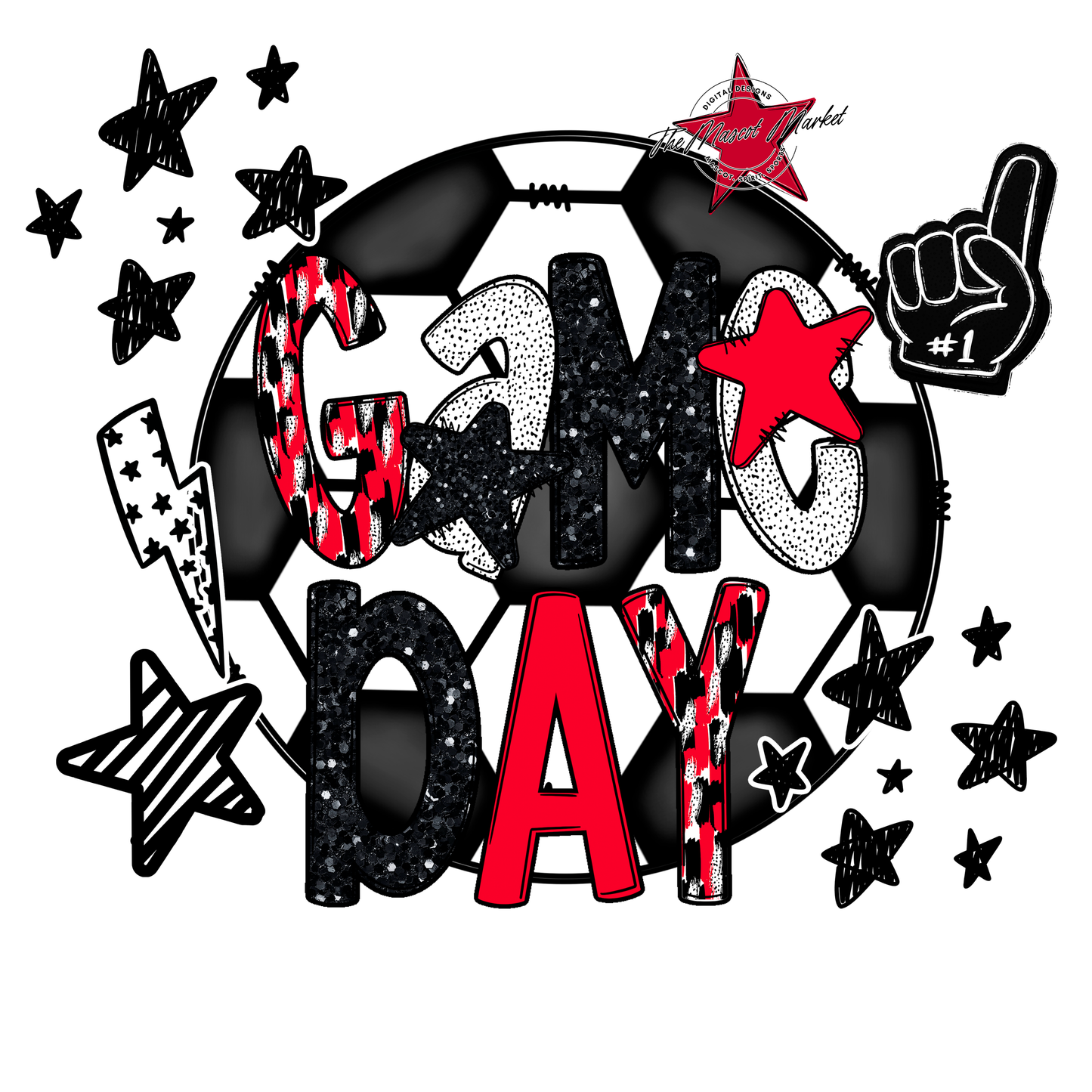 Game Day Scrape Soccer Design-Bright Red