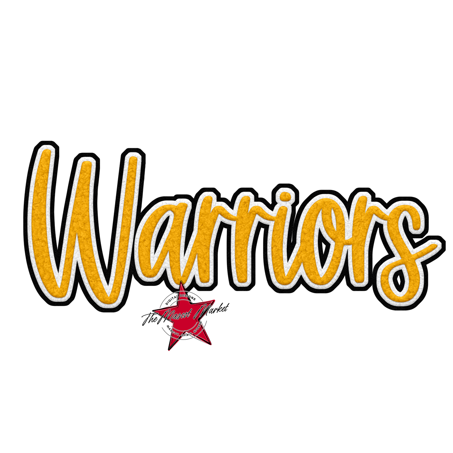 Warriors Faux Chenille Patch-Yellow