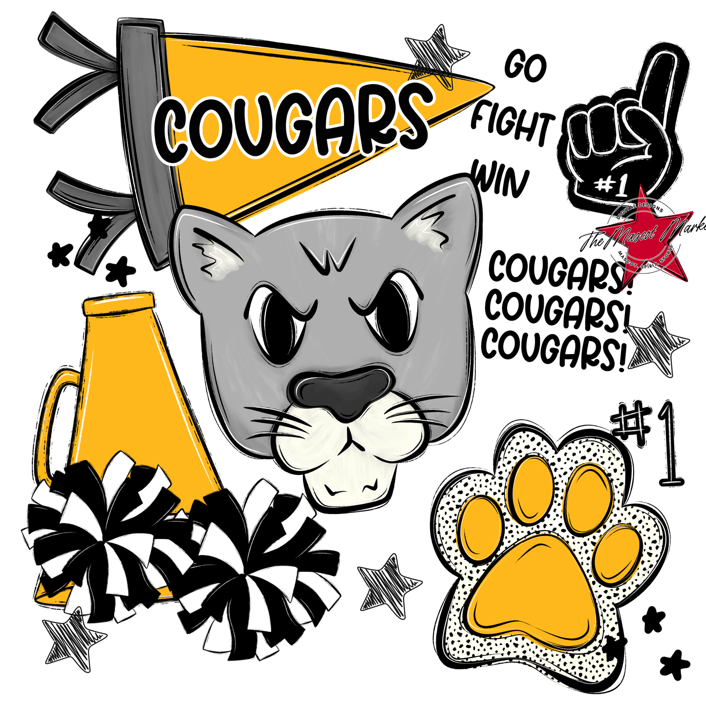 Cougars Spirit Design-Yellow