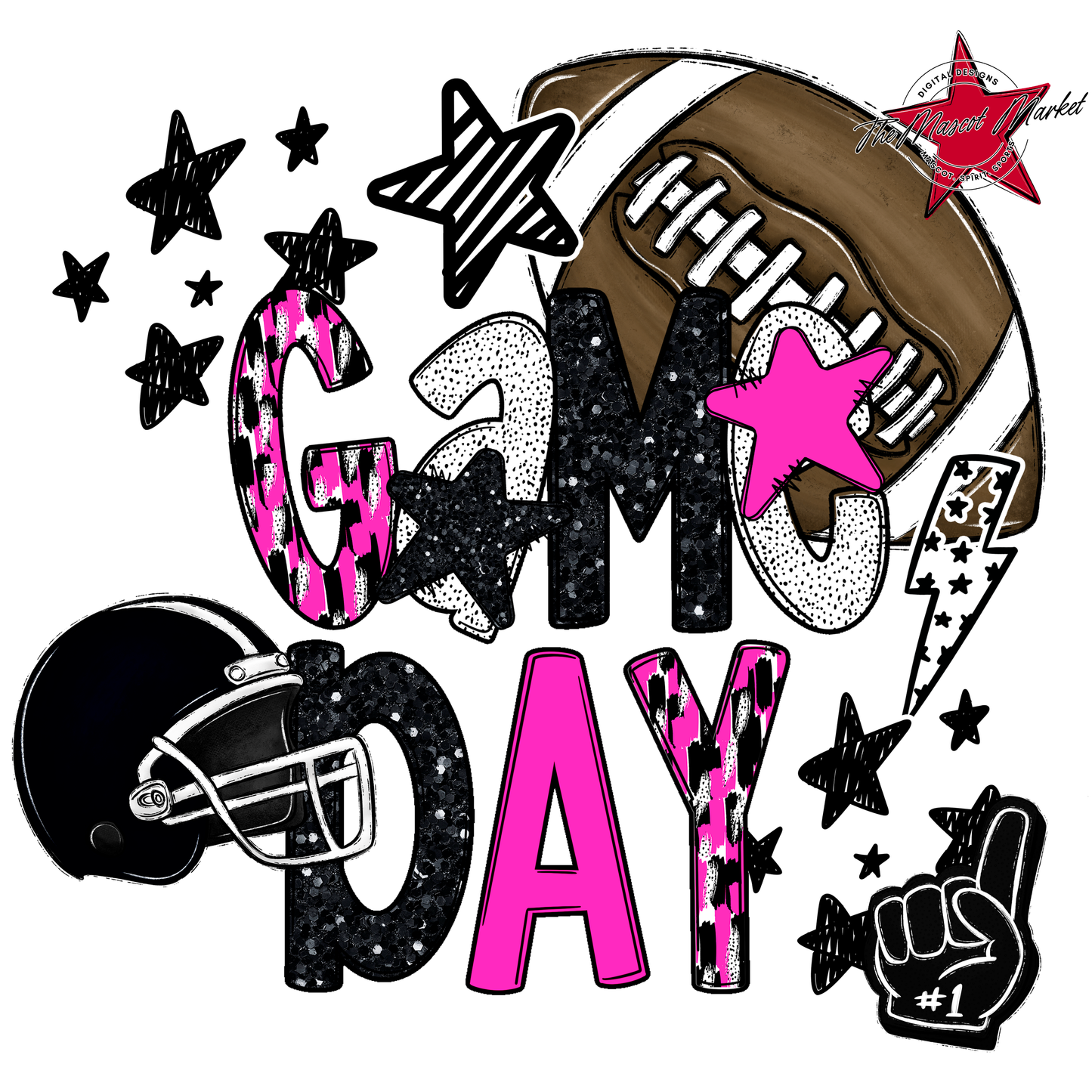 Football Game Day Scrape-Pink