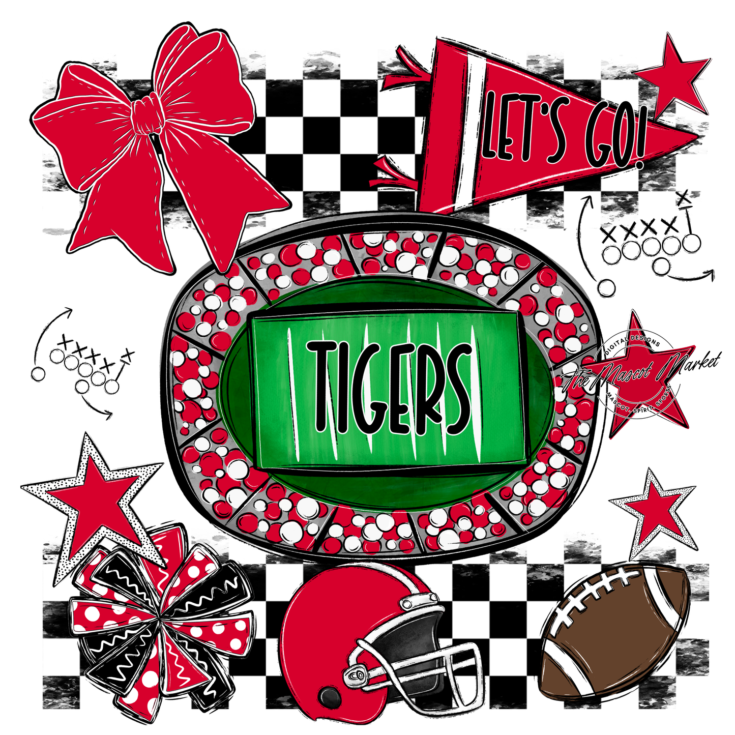 Tigers Checkers Spirit Design-Red