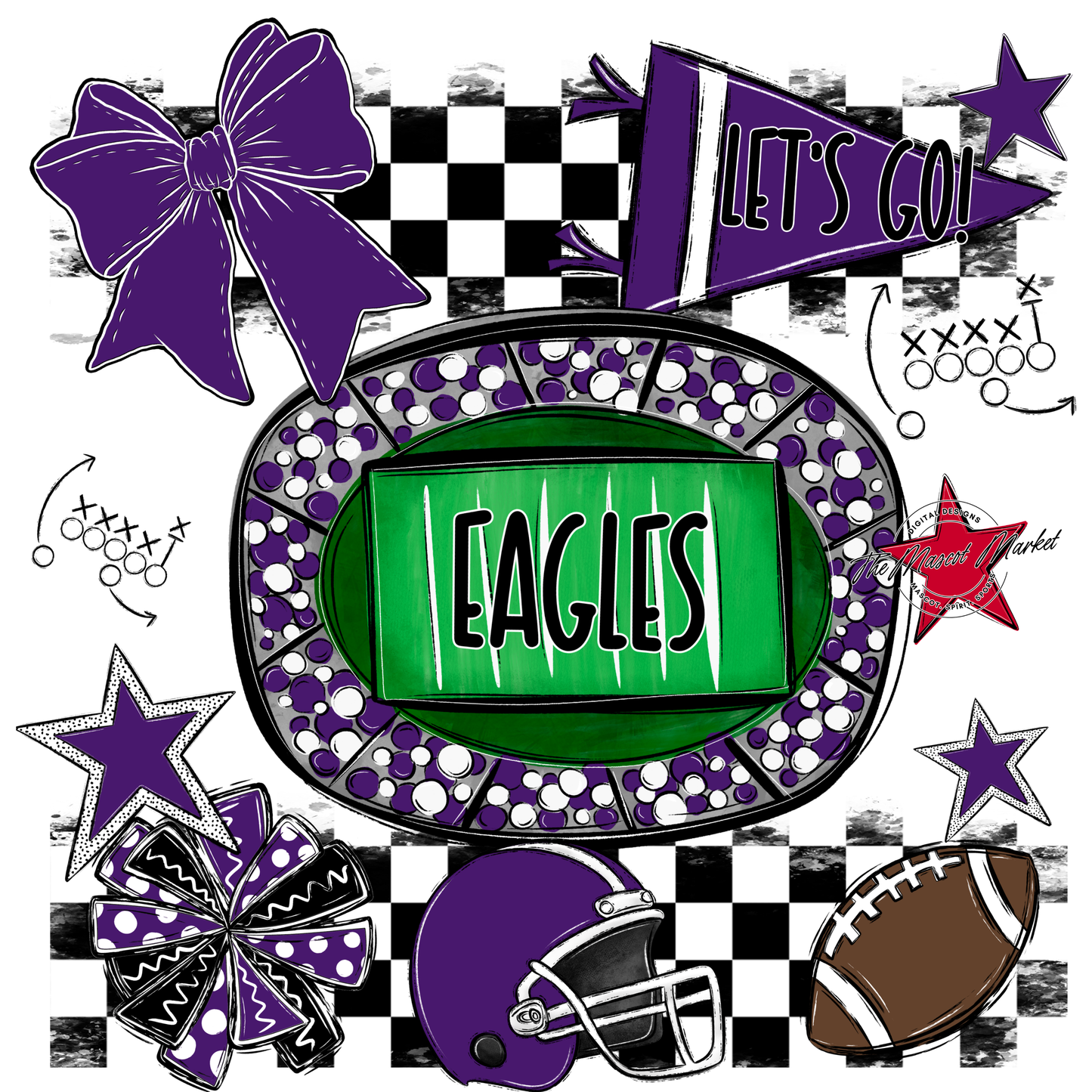 Eagles Checkers Spirit Design-Purple