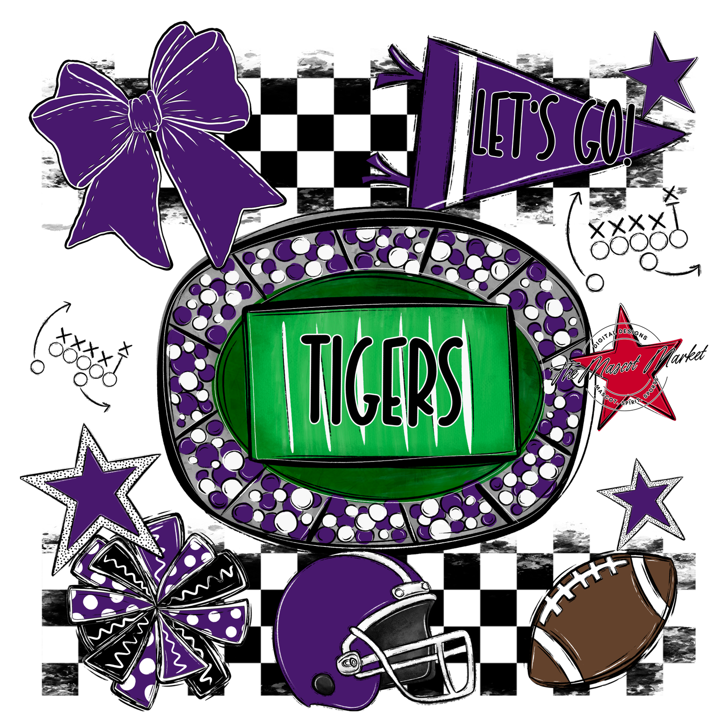Tigers Checkers Spirit Design-Purple