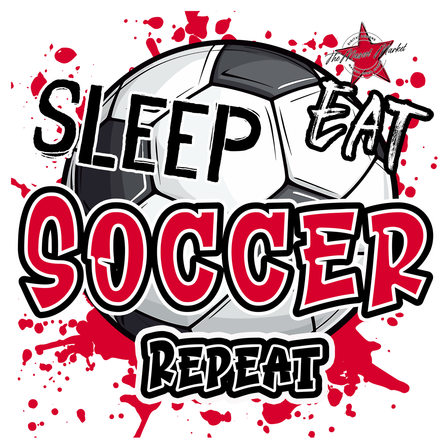 Eat Sleep Soccer Repeat-Red