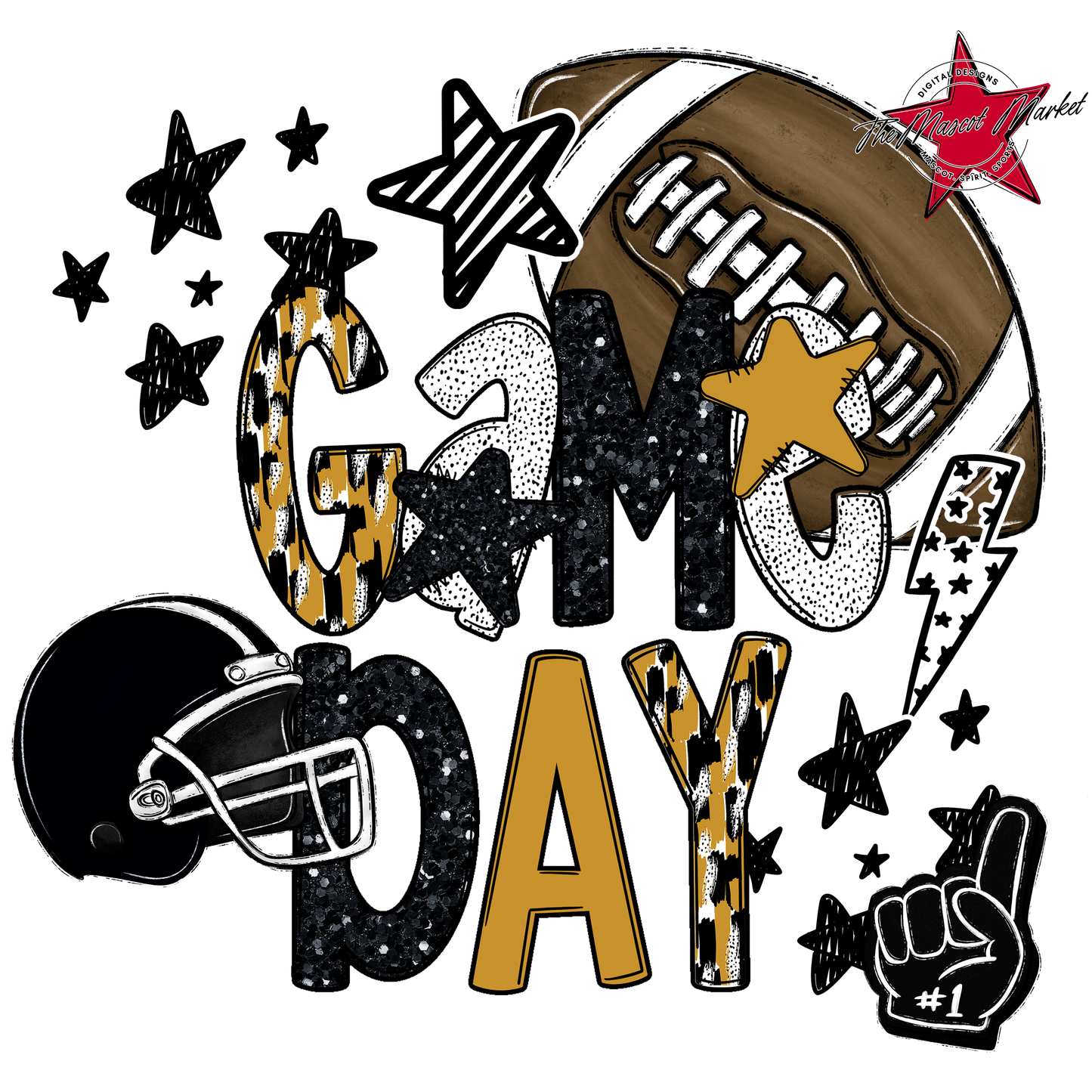 Football Game Day Scrape-Gold