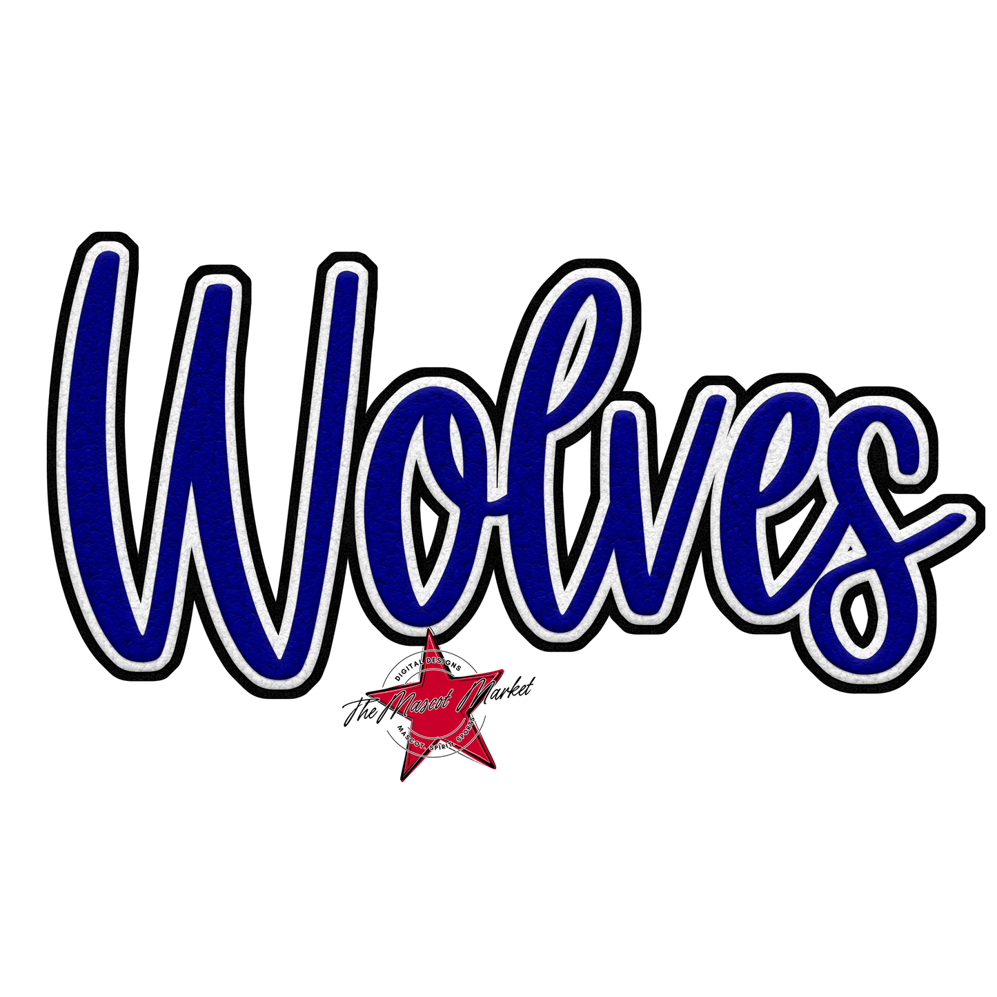 Wolves Faux Chenille Patch-Blue