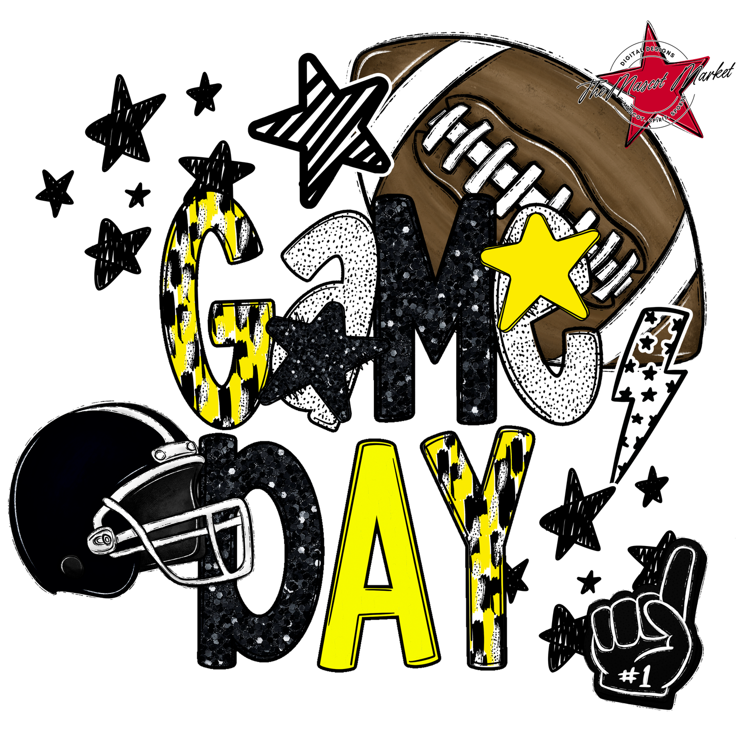 Football Game Day Scrape-Bright Yellow