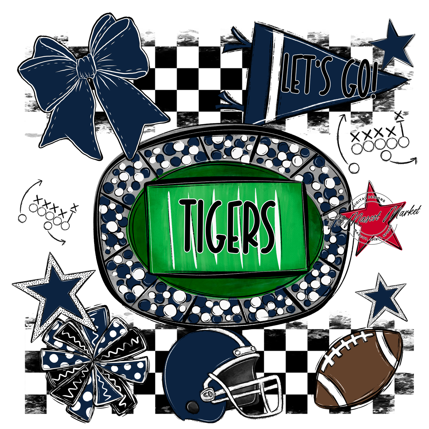 Tigers Checkers Spirit Design-Navy
