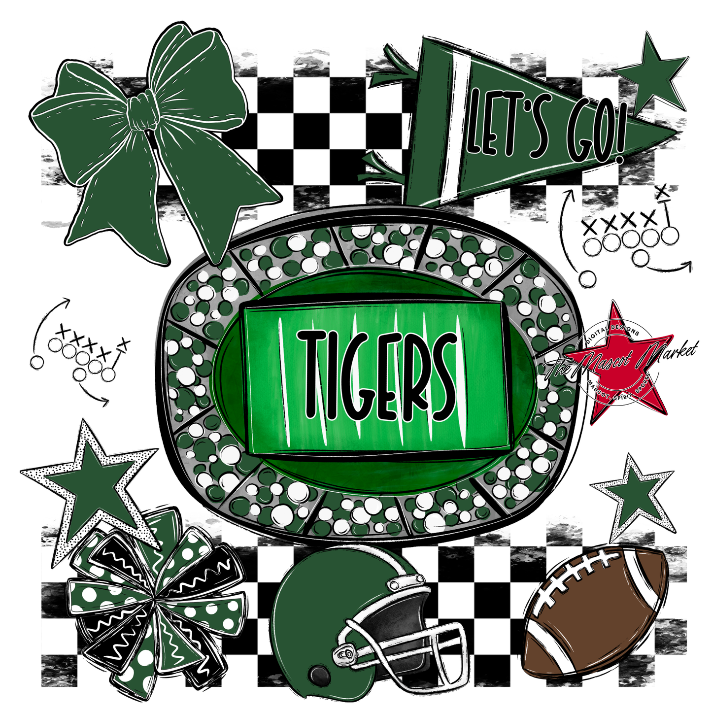 Tigers Checkers Spirit Design-Green