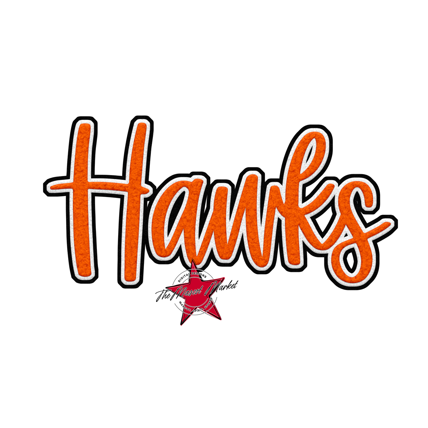 Hawks Faux Chenille Patch-Orange