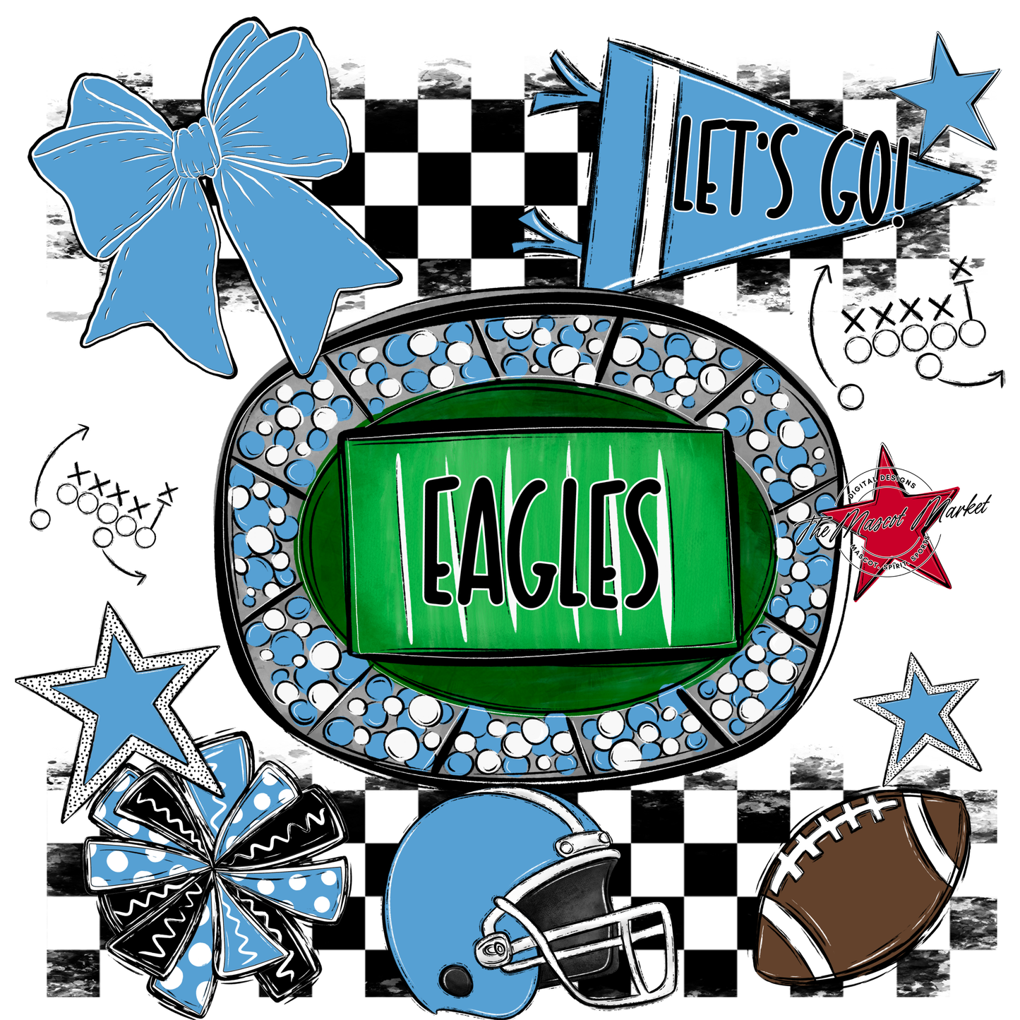 Eagles Checkers Spirit Design-Carolina Blue