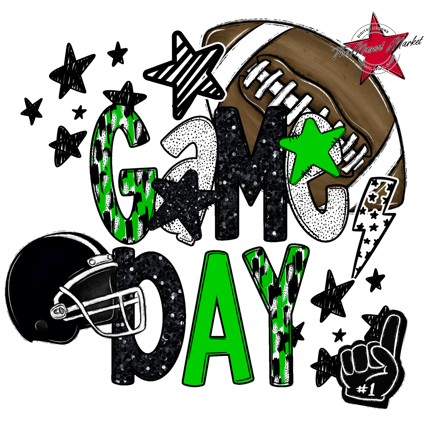 Football Game Day Scrape-Bright Green