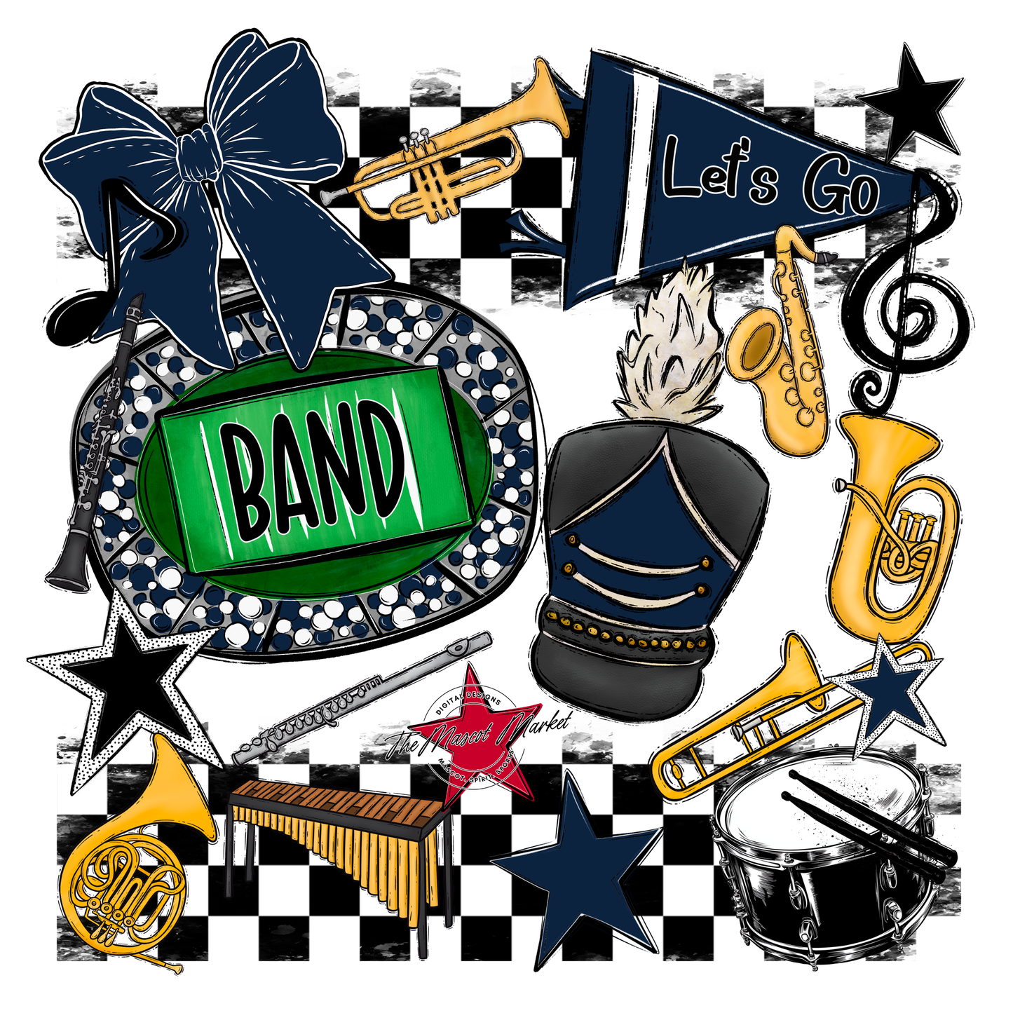 Band Checkers Spirit Design-Navy