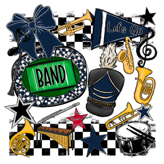 Band Checkers Spirit Design-Navy