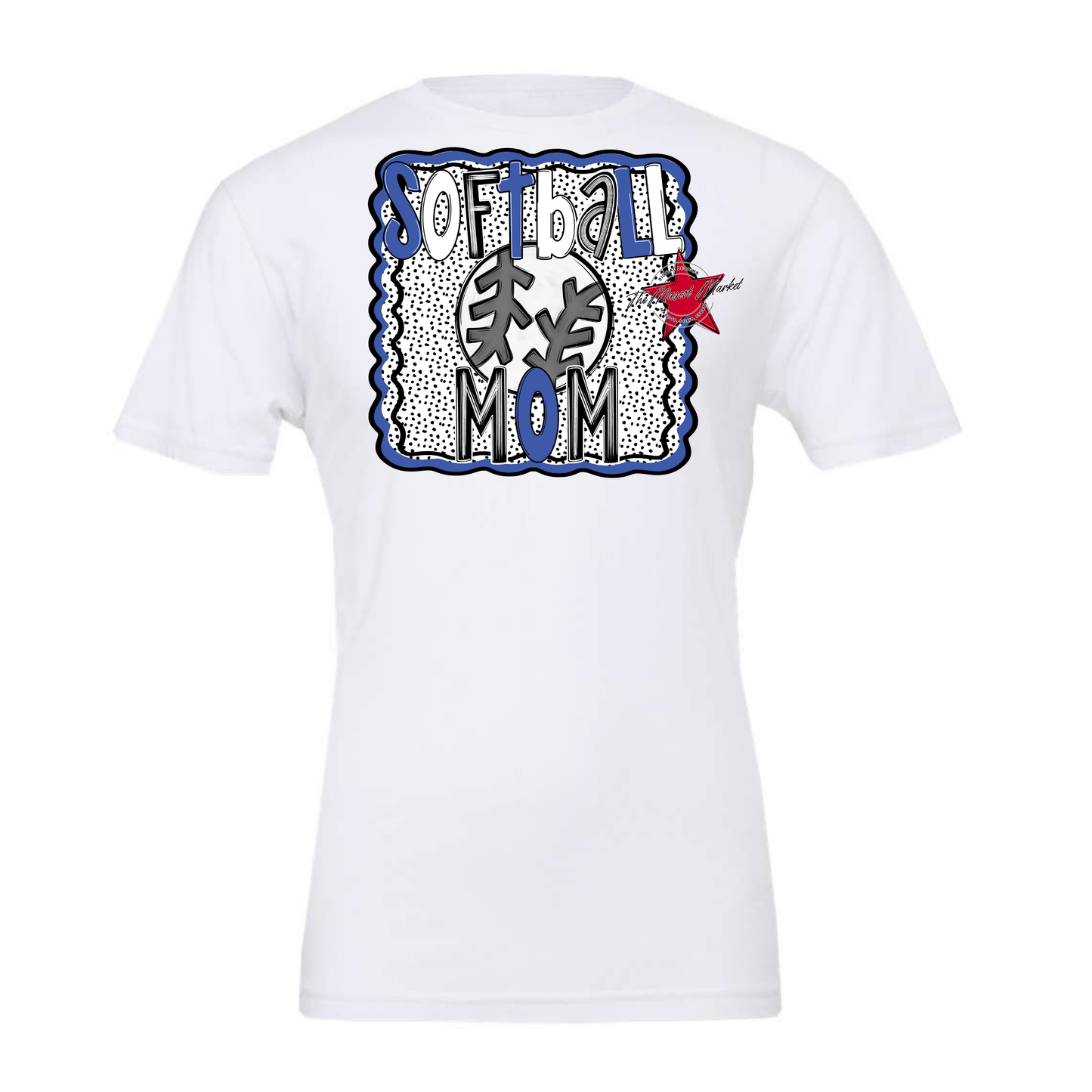 Softball Mom Dot Design-Off Blue