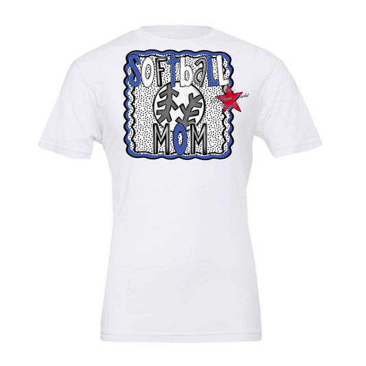 Softball Mom Dot Design-Off Blue