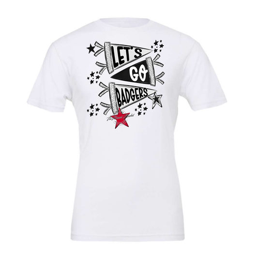 Lets Go Badgers Flag Design-Black-White