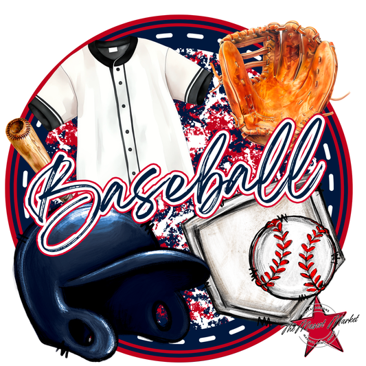 Circle Baseball Design-Navy-Red